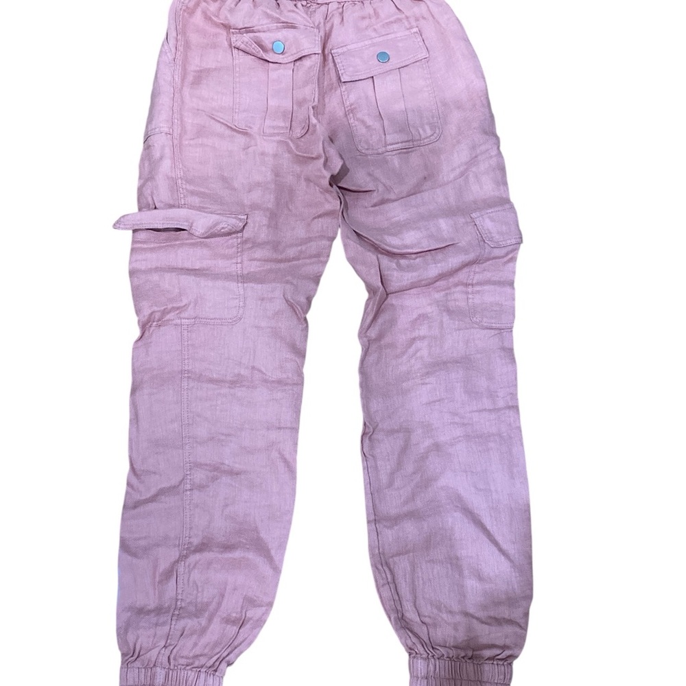 Nicole Miller New York 100% Linen Cargo Jogger Pants Pink XS - Picture 2 of 6